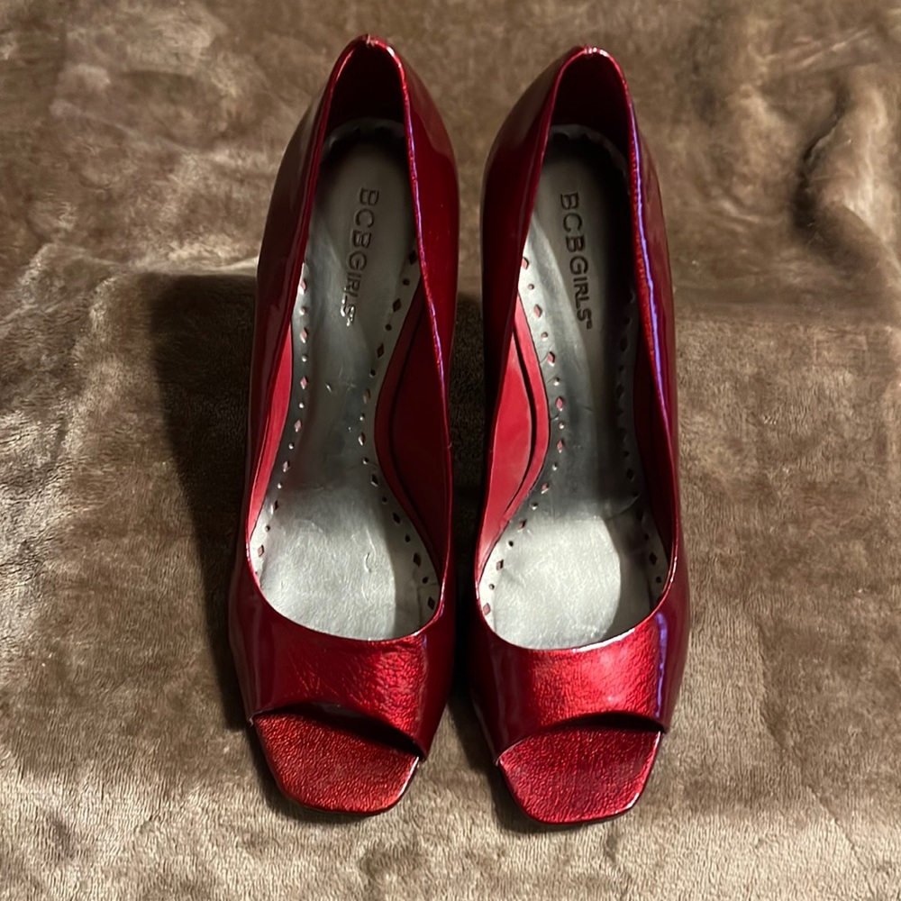 Ruby Red Peep BCBG peep toe heel